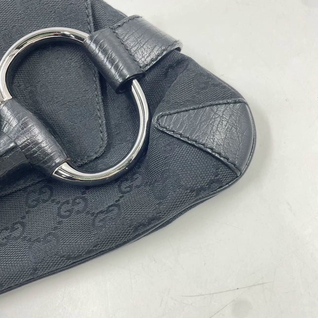 Sold Gucci Horsebit 1955 Cloth Black Monogram Shoulder bag