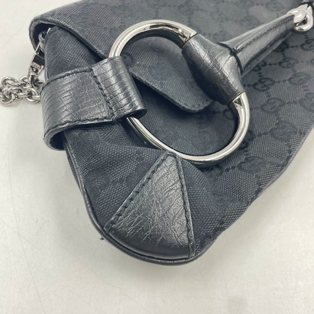 Sold Gucci Horsebit 1955 Cloth Black Monogram Shoulder bag