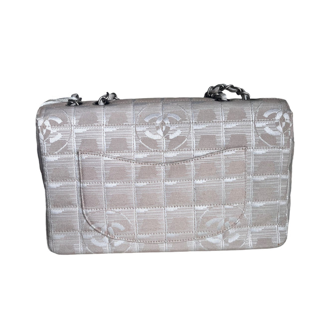 Chanel Beige Canvas Ice Cube Classic Flap 2000-2002 Travel Line Shoulder Bag