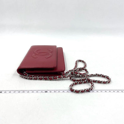 Chanel Wallet on Chain WOC Double CC Red Caviar Leather