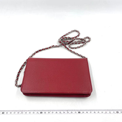 Chanel Wallet on Chain WOC Double CC Red Caviar Leather