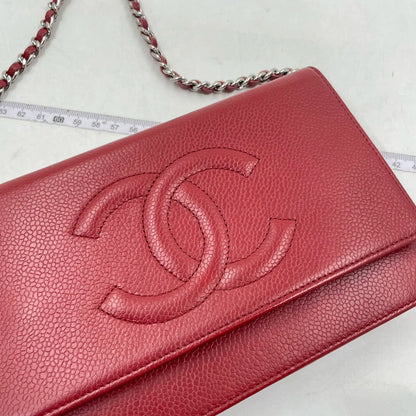 Chanel Wallet on Chain WOC Double CC Red Caviar Leather