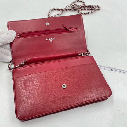 Chanel Wallet on Chain WOC Double CC Red Caviar Leather