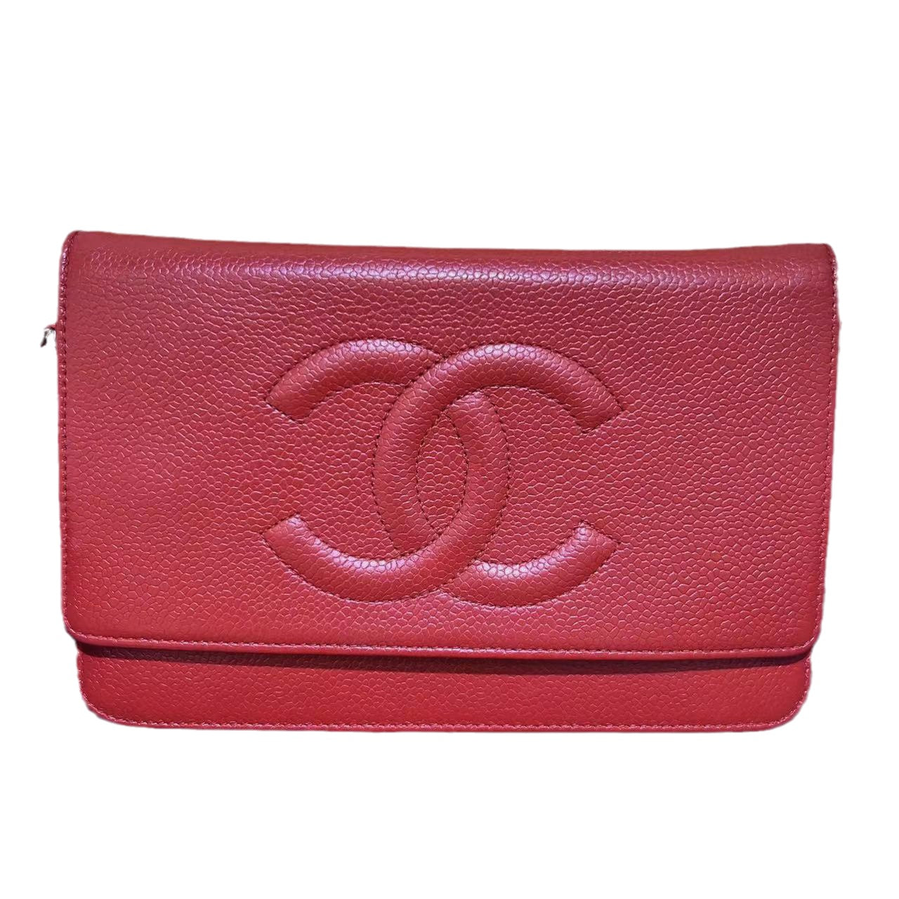 Chanel Wallet on Chain WOC Double CC Red Caviar Leather-Luxbags