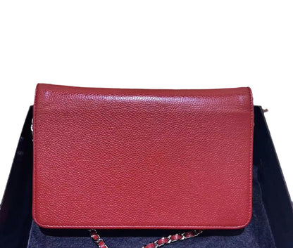 Chanel Wallet on Chain WOC Double CC Red Caviar Leather