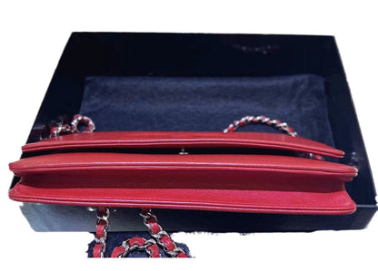 Chanel Wallet on Chain WOC Double CC Red Caviar Leather