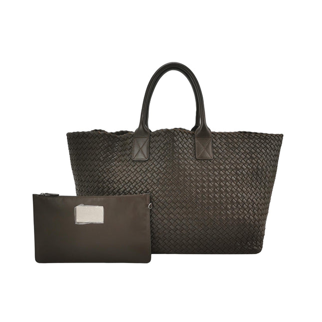 Bottega Veneta Cabat Tote Intreccio Leather Dark Chocolate Brown 45cm-1