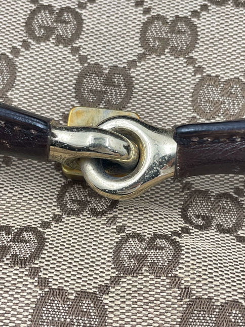Sold Iconic 2003 Gucci Horsebit 1955 Cloth Black Monogram Shoulder bag