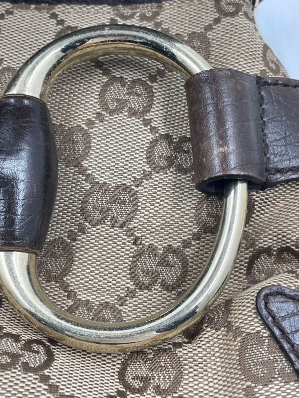 Iconic 2003 Gucci Horsebit 1955 Cloth Black Monogram Shoulder bag