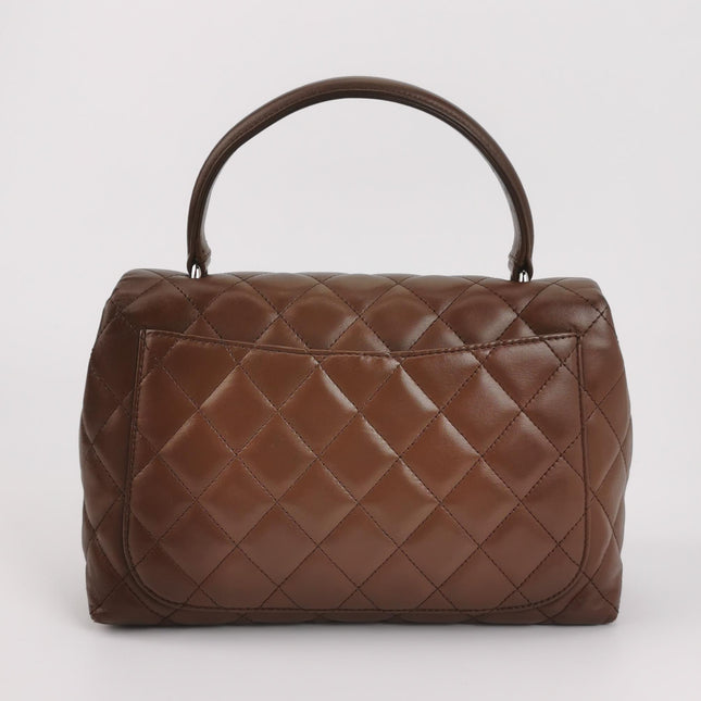Chanel Vintage Top Handle Kelly Flap Bag Brown lambskin leather