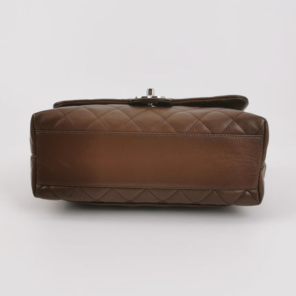 Chanel Vintage Top Handle Kelly Flap Bag Brown lambskin leather