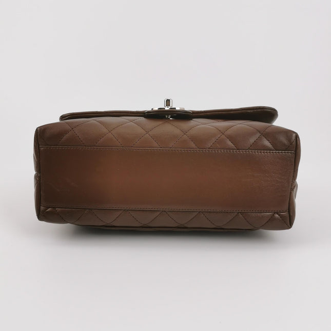 Chanel Vintage Top Handle Kelly Flap Bag Brown lambskin leather