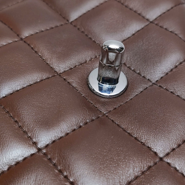 Chanel Vintage Top Handle Kelly Flap Bag Brown lambskin leather