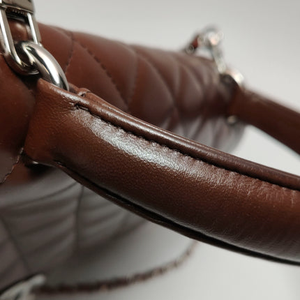 Chanel Vintage Top Handle Kelly Flap Bag Brown lambskin leather