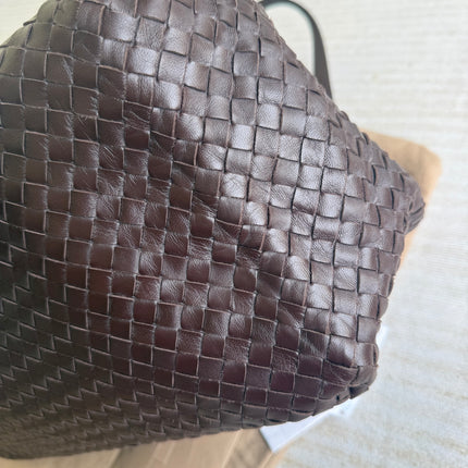 Bottega Veneta Cesta Shopper Tote Intrecciato Dark Brown Leather Large 50cm