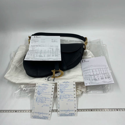 Sold Dior Saddle Black Medium Grained Leather Handbag with Gold Hardware