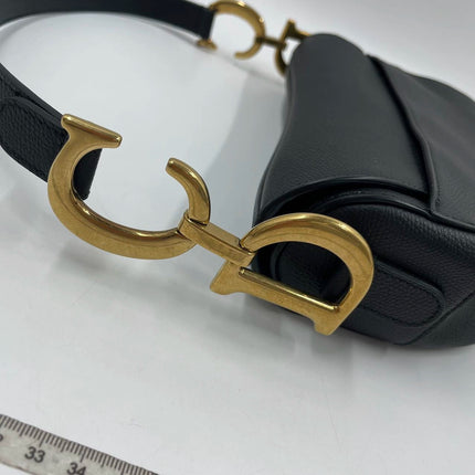 Sold Dior Saddle Black Medium Grained Leather Handbag with Gold Hardware