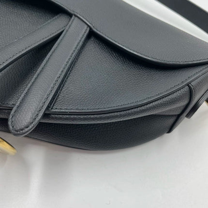 Sold Dior Saddle Black Medium Grained Leather Handbag with Gold Hardware