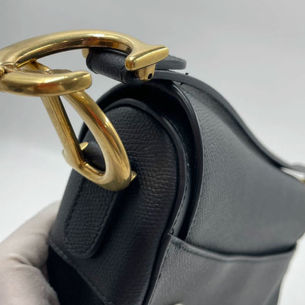 Sold Dior Saddle Black Medium Grained Leather Handbag with Gold Hardware