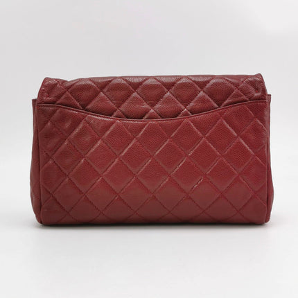 Sold Chanel Shoulder Bag Large Red Caviar Leather Silver Chain