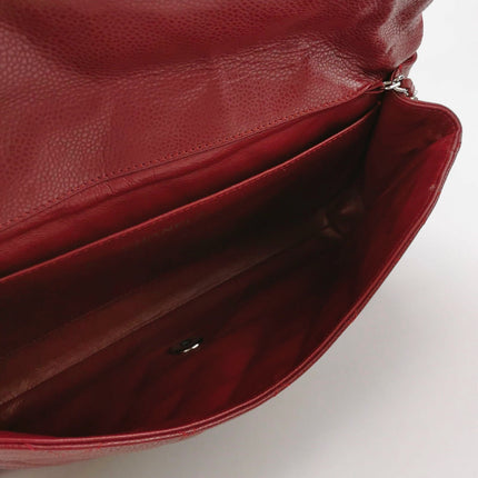 Sold Chanel Shoulder Bag Large Red Caviar Leather Silver Chain