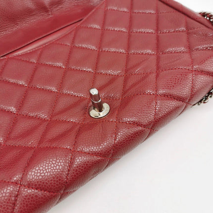 Sold Chanel Shoulder Bag Large Red Caviar Leather Silver Chain