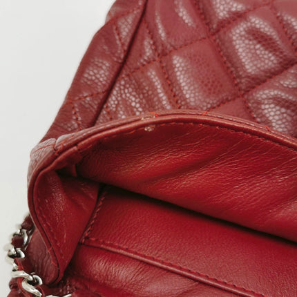 Sold Chanel Shoulder Bag Large Red Caviar Leather Silver Chain