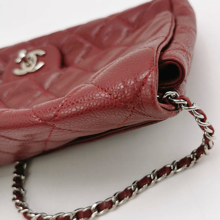 Sold Chanel Shoulder Bag Large Red Caviar Leather Silver Chain