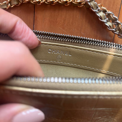 Sold Chanel Gabrielle Mini Gold Crocodile Embossed Calfskin Leather Crossbody Bag
