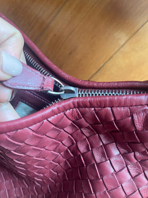 Sold Bottega Veneta Burgundy Belly Hobo Intrecciato Nappa Leather Handbag