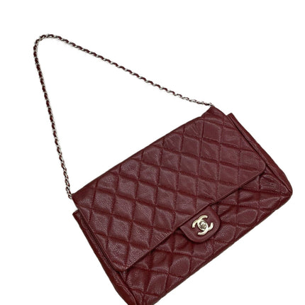 Sold Chanel Shoulder Bag Large Red Caviar Leather Silver Chain-Luxbags