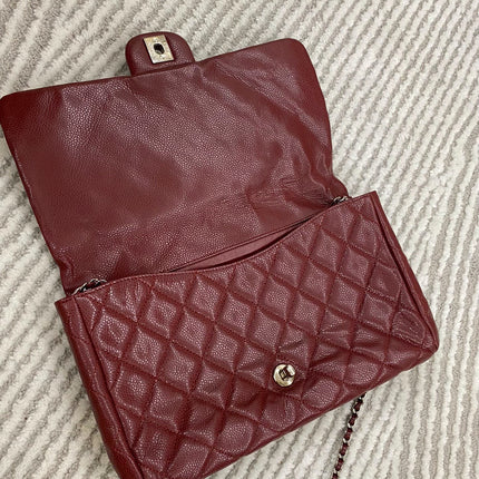 Sold Chanel Shoulder Bag Large Red Caviar Leather Silver Chain