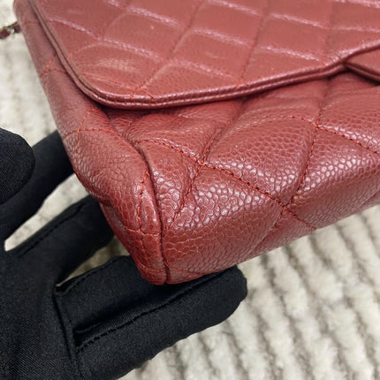 Sold Chanel Shoulder Bag Large Red Caviar Leather Silver Chain