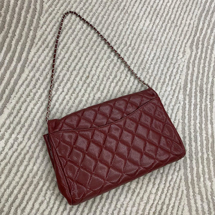 Sold Chanel Shoulder Bag Large Red Caviar Leather Silver Chain
