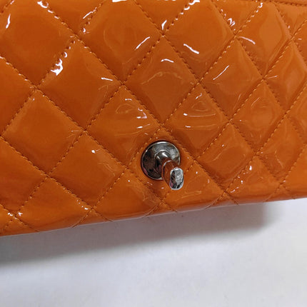 Chanel Classic Flap Rectangular Mini Orange Patent Leather Silver HW