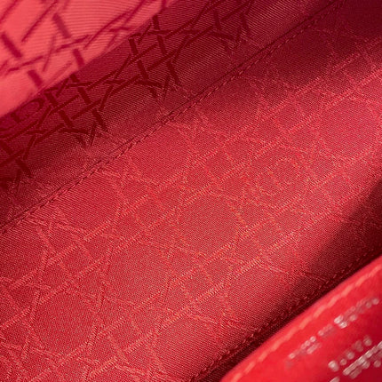 Sold Lady Dior Medium Bag Red Lambskin Cannage Leather