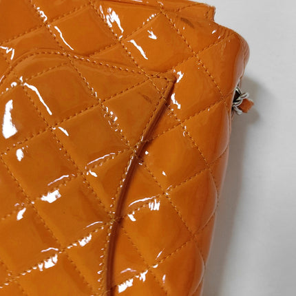 Chanel Classic Flap Rectangular Mini Orange Patent Leather Silver HW