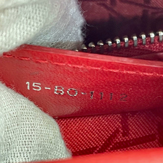 Sold Lady Dior Medium Bag Red Lambskin Cannage Leather