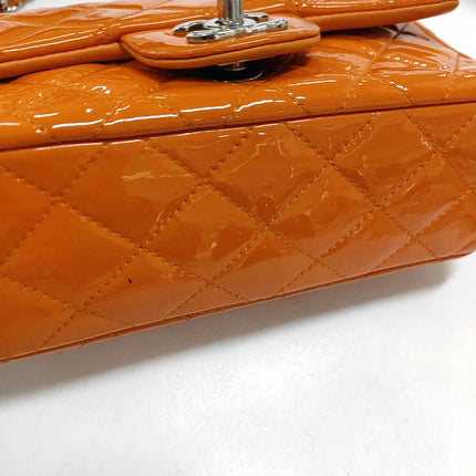 Chanel Classic Flap Rectangular Mini Orange Patent Leather Silver HW