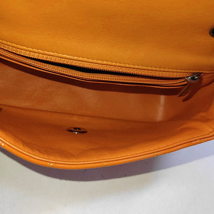 Chanel Classic Flap Rectangular Mini Orange Patent Leather Silver HW