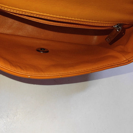 Chanel Classic Flap Rectangular Mini Orange Patent Leather Silver HW