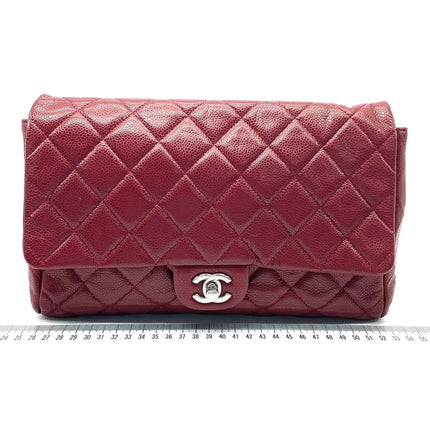 Sold Chanel Shoulder Bag Large Red Caviar Leather Silver Chain