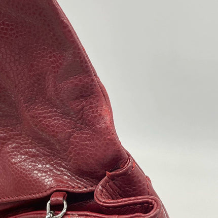 Sold Chanel Shoulder Bag Large Red Caviar Leather Silver Chain
