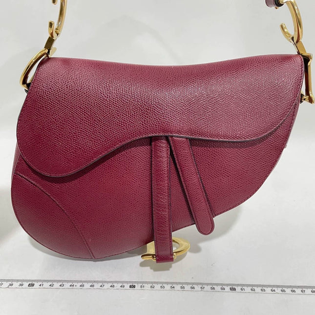 Sold Dior Saddle Red Medium Grained Leather Shoulder Bag