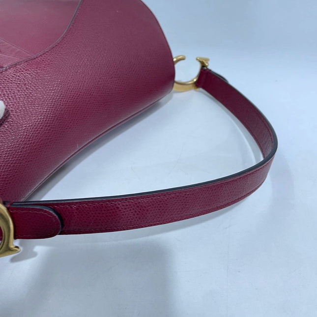 Sold Dior Saddle Red Medium Grained Leather Shoulder Bag