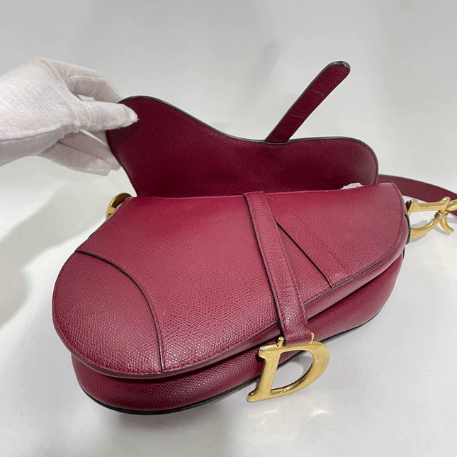 Sold Dior Saddle Red Medium Grained Leather Shoulder Bag