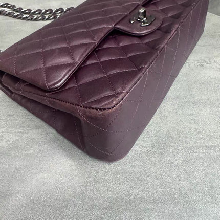 Chanel Timeless Classic Flap Medium Purple Lambskin Leather Silver Hardware 2011-2012