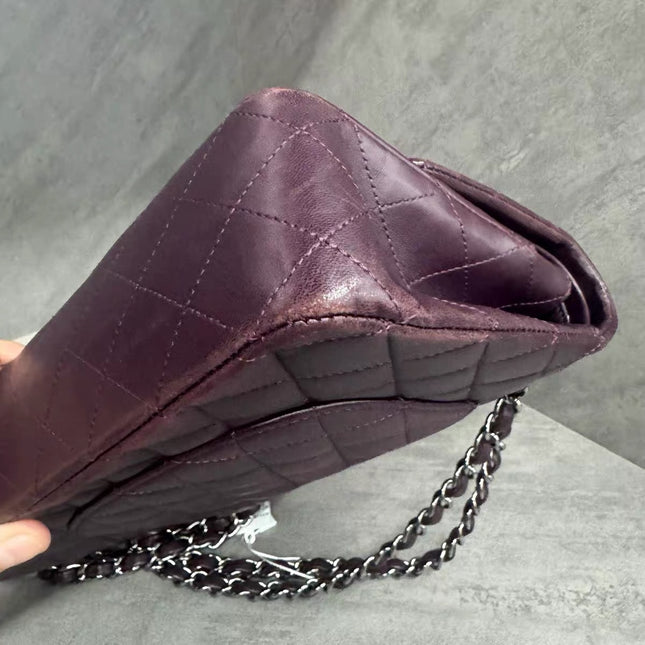 Chanel Timeless Classic Flap Medium Purple Lambskin Leather Silver Hardware 2011-2012