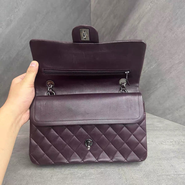 Chanel Timeless Classic Flap Medium Purple Lambskin Leather Silver Hardware 2011-2012