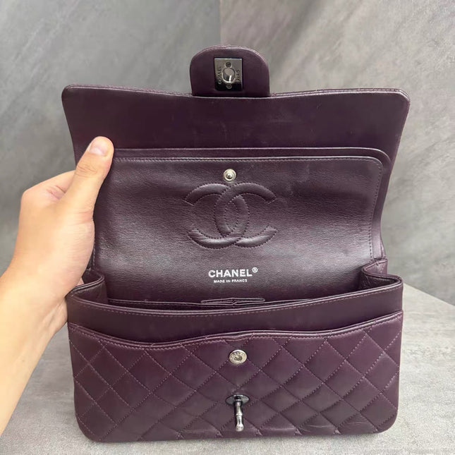 Chanel Timeless Classic Flap Medium Purple Lambskin Leather Silver Hardware 2011-2012
